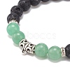 3Pcs 3 Style Natural Mixed Gemstone Round Beaded Stretch Bracelets Set with Alloy Tube for Women BJEW-JB08477-5