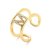 Clear Cubic Zirconia Initial Letter Open Cuff Ring RJEW-A012-01G-M-2