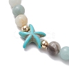 Natural Flower Amazonite &  Synthetic Turquoise Charm Anklets for Women AJEW-AN00616-03-3