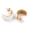 Ion Plating(IP) 304 Stainless Steel Arch Stud Earrings with Enamel for Women EJEW-A104-27G-01-2