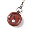 Ebony Wood Pocket Watch with Brass Curb Chain and Clips WACH-D017-A10-02AB-2