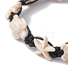 Synthetic Turquoise Starfish & Turtle Braided Bead Bracelet X-BJEW-TA00388-02-3