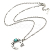 Letter A~Z Antique Silver Plated Alloy with Synthetic Turquoise Pendant Necklaces NJEW-G080-01C-3