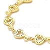 Clear Cubic Zirconia Hollow Heart Key Link Chain Bracelet BJEW-A132-14G-3