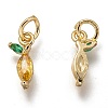 Brass Micro Pave Gold & Green Cubic Zirconia Charms X-ZIRC-I051-07G-2