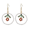 Flower Glass Seed Beads Dangle Earrings EJEW-MZ00148-02-1