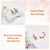 FIBLOOM 3 Pairs 3 Colors Brass Flower Pattern Hoop Earrings EJEW-FI0003-07-3