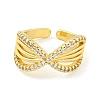 Brass Micro Pave Cubic Zirconia Open Cuff Ring AJEW-U003-05G-2