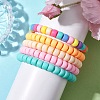 5Pcs 5 Colors Rondelle Opaque & Frosted Acrylic Beaded Stretch Bracelet Sets BJEW-JB10305-2