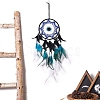 Evil Eye Cotton Woven Net/Web with Feather Hanging Decorations PW-WGF8508-01-2