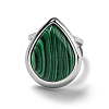 304 Stainless Steel Synthetic Malachite Cuff Rings G-Z056-09P-03-2