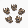 Tibetan Style Alloy Skull with Wing and Rose Pendants X-TIBEP-A408-AB-NR-1