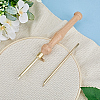 Wood Handle Brass Punch Embroidery Needle Pen & Easy Automatic Threader Set DIY-WH0453-88B-4