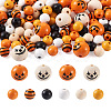 Craftdady 140Pcs Halloween Theme Painted Natural Wood Beads WOOD-CD0001-19-23