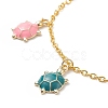 Alloy Enamel Tortoise Charm Bracelets with Iron Cable Chains for Women BJEW-JB09087-4