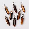 Natural Tiger Eye Double Terminated Pointed Pendants G-F295-05B-1