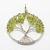 Tree of Life Natural & Synthetic Mixed Stone Bead Brass Wire Wrapped Big Pendants KK-L136-01-NR-2