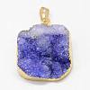 Electroplated Natural & Dyed Druzy Agate Pendants G-N0167-012-2