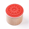 Floral Pattern Wooden Rubber Stamp AJEW-WH0109-97A-2