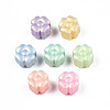 Spray Painted Frosted Opaque Acrylic European Beads ACRP-S679-41-2