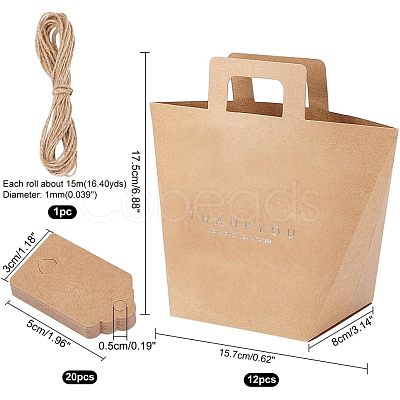 Nbeads Rectangle Foldable Creative Kraft Paper Gift Bag CON-NB0001-86-1