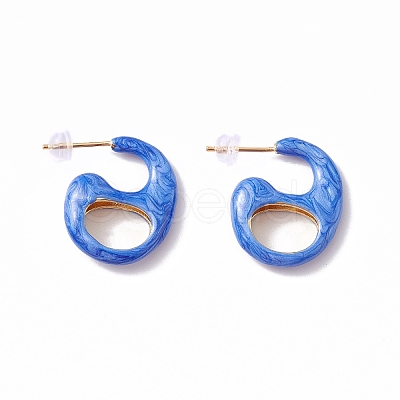 Brass Enamel Stud Earrings EJEW-A093-09G-1