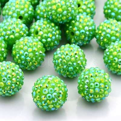 Chunky Resin Rhinestone Bubblegum Ball Beads RESI-S256-20mm-SAB14-1