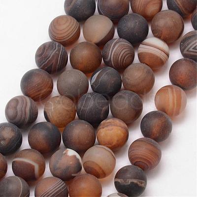 Natural Striped Agate/Banded Agate Bead Strands G-K166-12-8mm-04-1