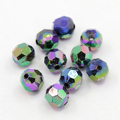 Plating Plastic Acrylic Faceted Round Beads PACR-L002-4mm-M-1