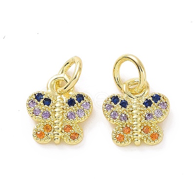 Brass Micro Pave Colorful Cubic Zirconia Charms KK-E068-VF100-1