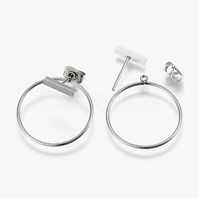 304 Stainless Steel Stud Earrings EJEW-I211-14P-1