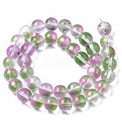 Transparent Spray Painted Glass Bead Strands X-GLAA-N035-03D-B01-1