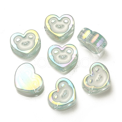 UV Plating Rainbow Iridescent Acrylic Enamel Beads OACR-G012-10D-1