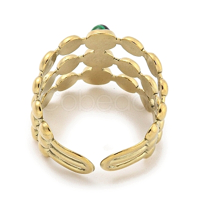 Ion Plating(IP) 304 Stainless Steel Synthetic Malachite Cuff Rings G-Z056-05G-04-1