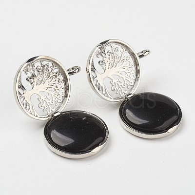 Natural Dyed & Heated Black Agate Pendants G-G910-F13-1