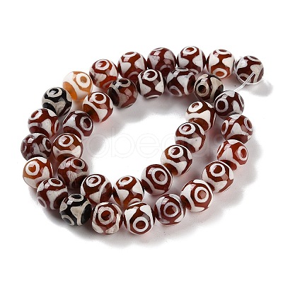 Natural Tibetan 3-Eye dZi Agate Beads Strands G-B084-A09-01-1