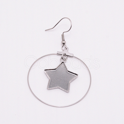 Stainless Steel Dangle Earrings STAS-WH0015-37P-1