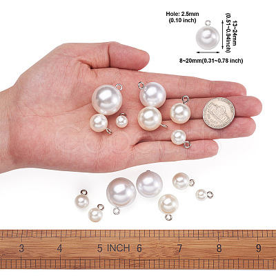 Mega Pet 70Pcs 7 Style Resin & Plastic Imitation Pearl Pendants/Shank Buttons BUTT-MP0001-01-1