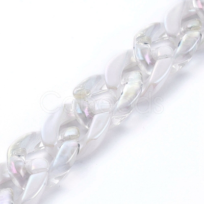 Handmade Imitation Pearl Acrylic Curb Chains AJEW-JB00626-01-1