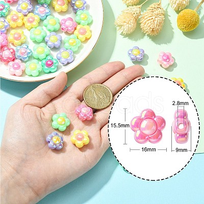 50Pcs UV Plating Rainbow Iridescent Acrylic Beads SACR-CJ0001-45-1