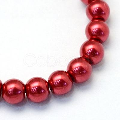 Baking Painted Pearlized Glass Pearl Round Bead Strands HY-Q003-10mm-51-1