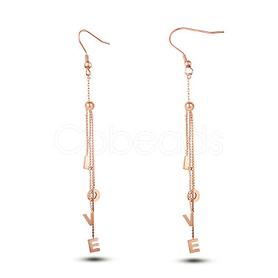 SHEGRACE Titanium Steel Chain Tassel Earrings JE882A-1