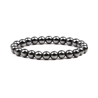 Non-magnetic Synthetic Hematite Beaded Stretch Bracelet PW-WG98097-03-1