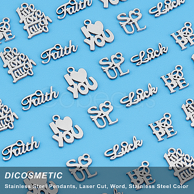 DICOSMETIC 36Pcs 6 Style 201 Stainless Steel Pendants STAS-DC0006-71-1