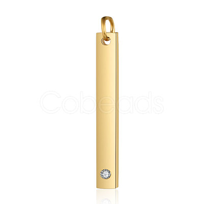 201 Stainless Steel Bar Tag Pendants STAS-S105-T608D-2-3.7-1