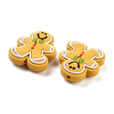 Christmas Gingerbread Man Silicone Beads SIL-U005-01B-1