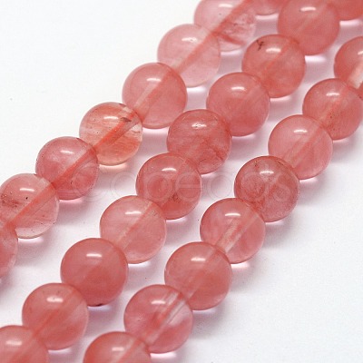 Cherry Quartz Glass Beads Strands X-G-I199-28-8mm-1