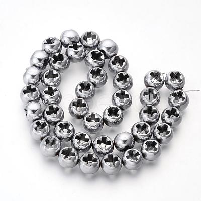 Electroplate Non-magnetic Synthetic Hematite Beads Strands G-Q486-76H-1