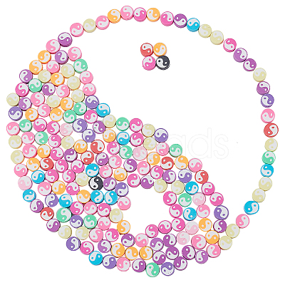 SUNNYCLUE 200Pcs Yin Yang Style Handmade Polymer Clay Beads DIY-SC0015-66B-1