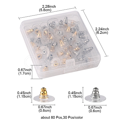 60Pcs 2 Style 304 Stainless Steel Ear Nuts STAS-YW0001-34-1